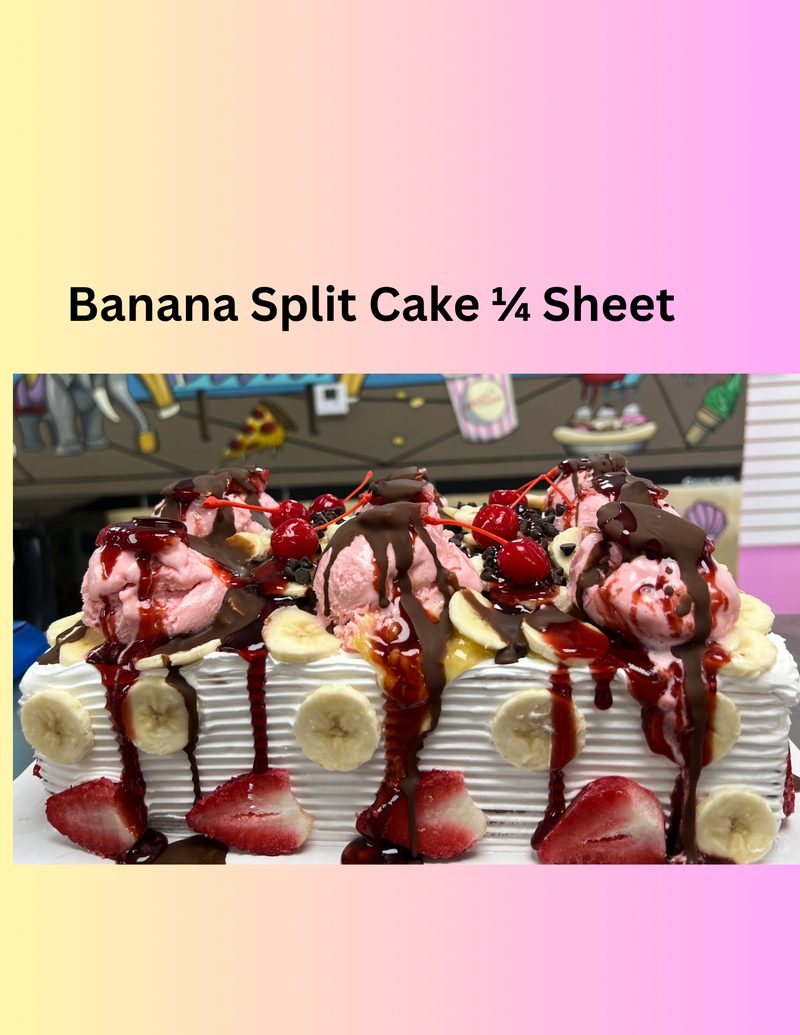 Banana split quarter sheet ice cream cake