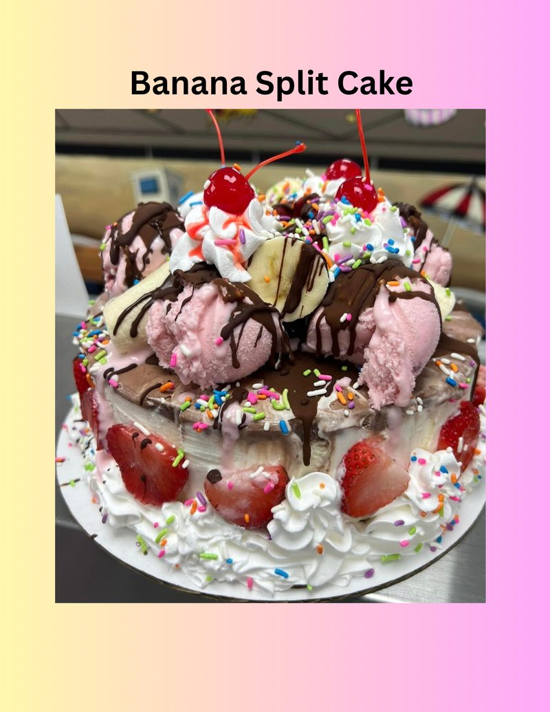 Banana split ice cream cake
