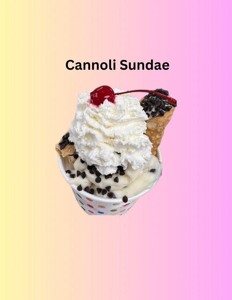 Cannoli sundae with cannoli shells and whipped cream