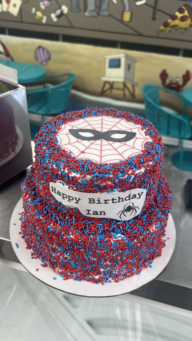 Spider-Man themed custom ice cream cake